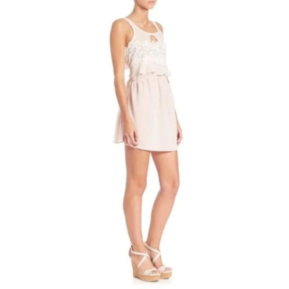 For Love and Lemons Women’s Sienna Mini Dress Keyhole Lace Dusty Rose Pink Small - Picture 9 of 16